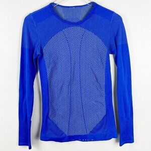 FABLETICS | Cobalt Blue Herringbone Long Sleeve Workout Athletic Top